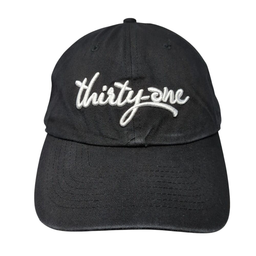 Thirty-One Slideback Hat Black One Size Adjustable Embroidered Vented Holes